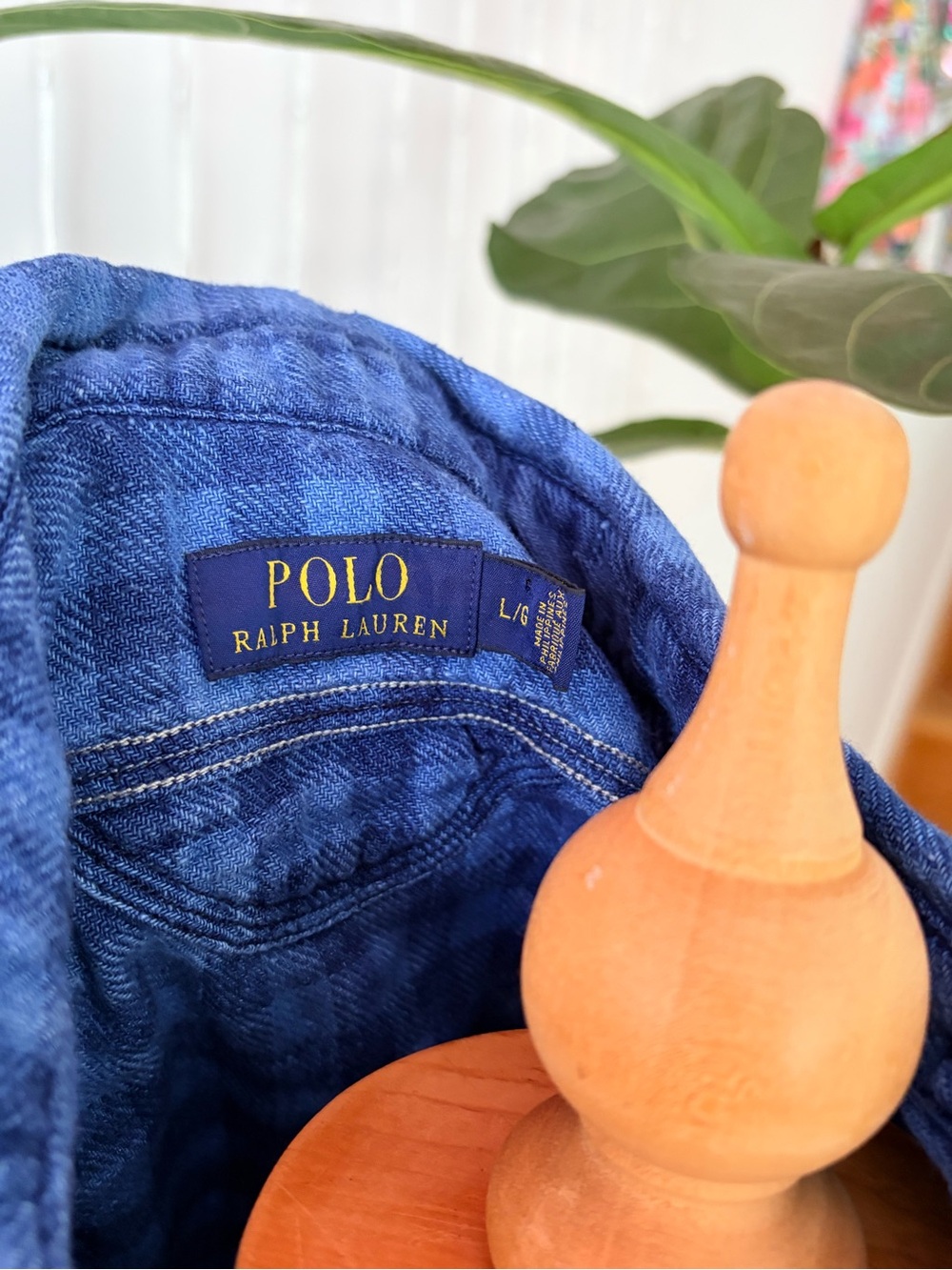 Polo Ralph Lauren Blue Plaid Button Down | Oversized Women’s L | 100% Cotton - Picture 9 of 10